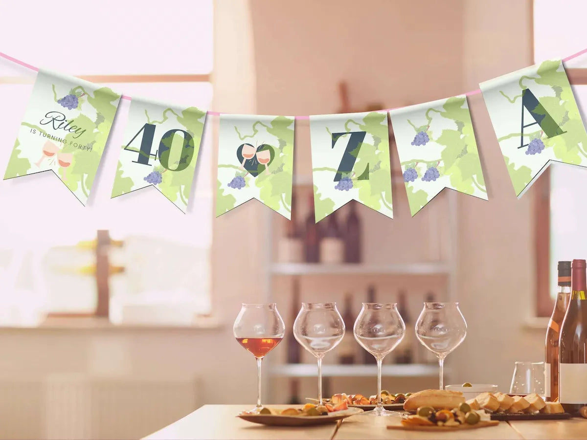 40th Birthday Bunting Winery Template LuaSol Shoppe