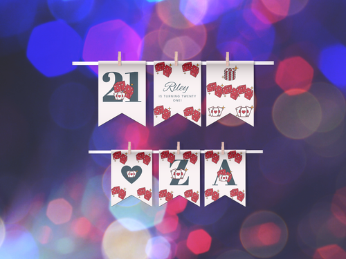 21st Vegas Destination Birthday Bunting Canva Editable Template