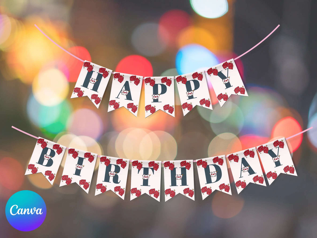 21st Vegas Destination Birthday Bunting Canva Editable Template LuaSol Shoppe