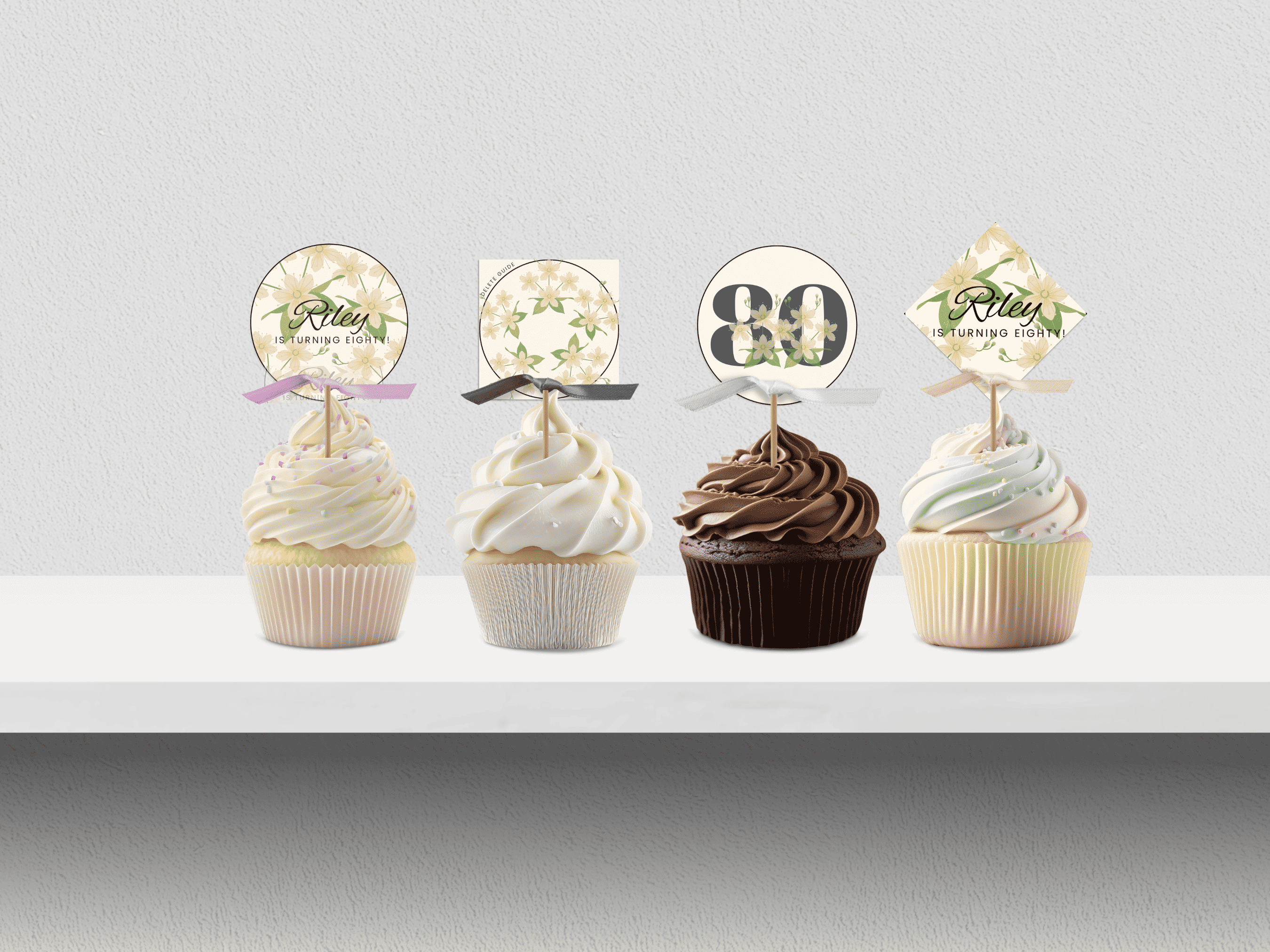 80th Myrtle Beach Destination Birthday customizable cupcake topper template - LuaSol Shoppe