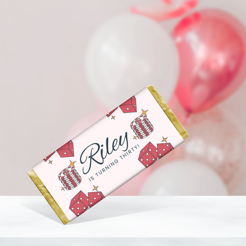21st Vegas Destination Birthday Chocolate Bar Wrapper Editable Canva Template