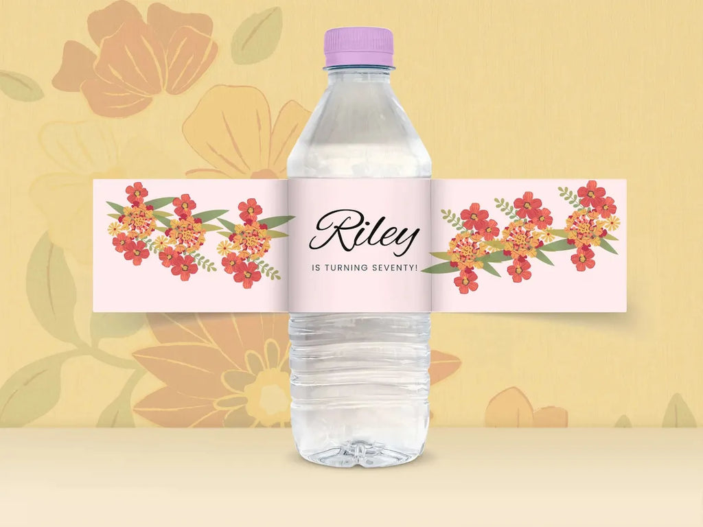 70th Spain Destination Birthday Water Bottle Label Canva Editable Template LuaSol Shoppe