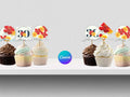 30th Miami Destination Birthday Cupcake Topper Canva Editable Template