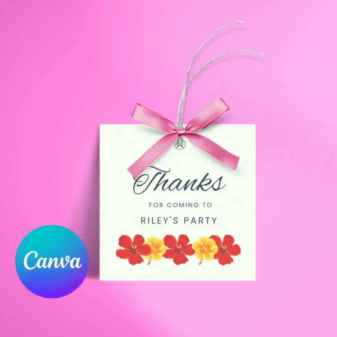30th Miami Destination Birthday Thank You Tag Editable Canva Template LuaSol Shoppe