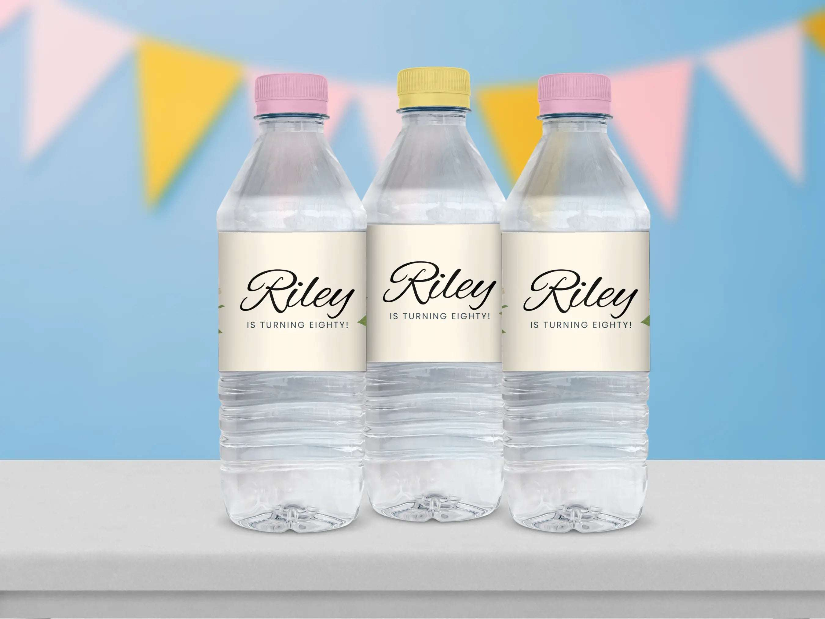 80th Destination Birthday Water Bottle Label Canva Editable Template LuaSol Shoppe