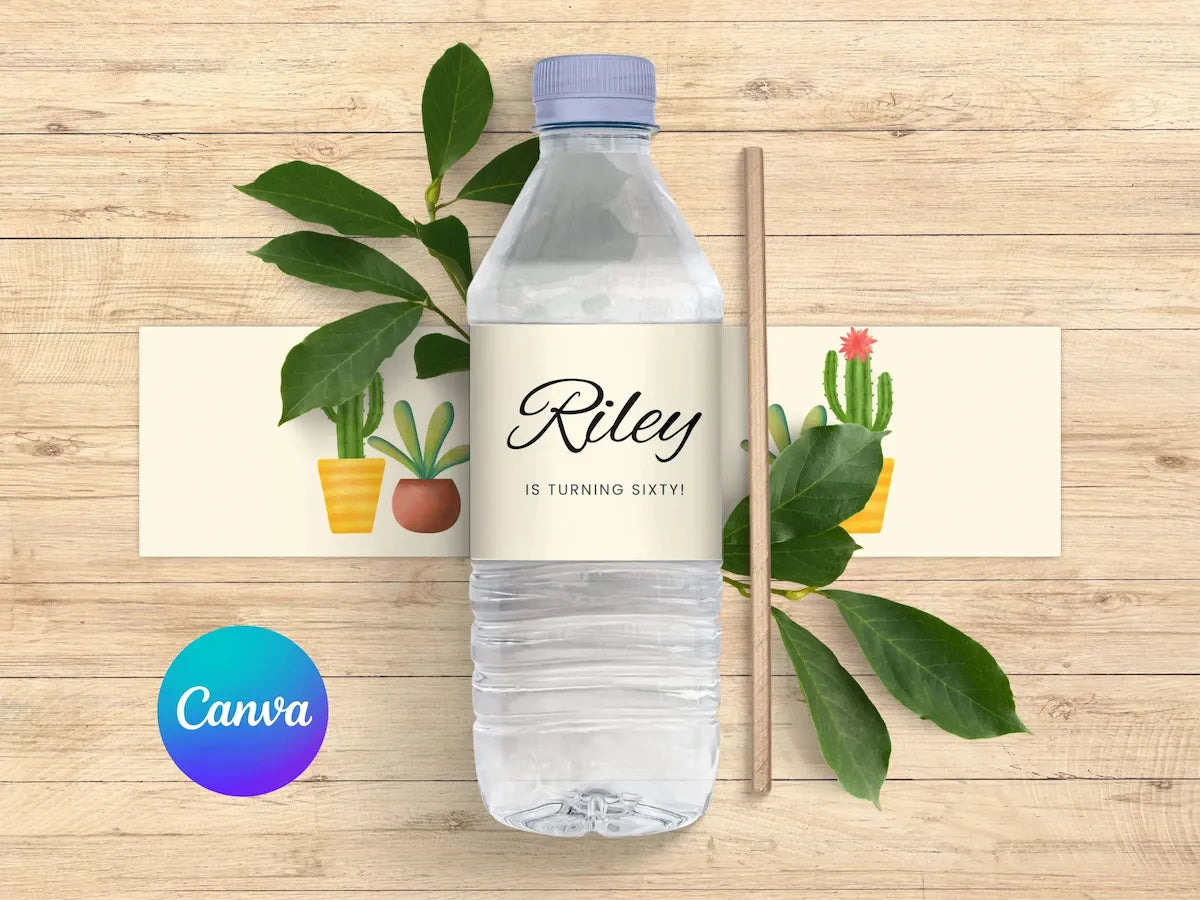 60th Sedona Destination Birthday Water Bottle Label Canva Editable Template LuaSol Shoppe