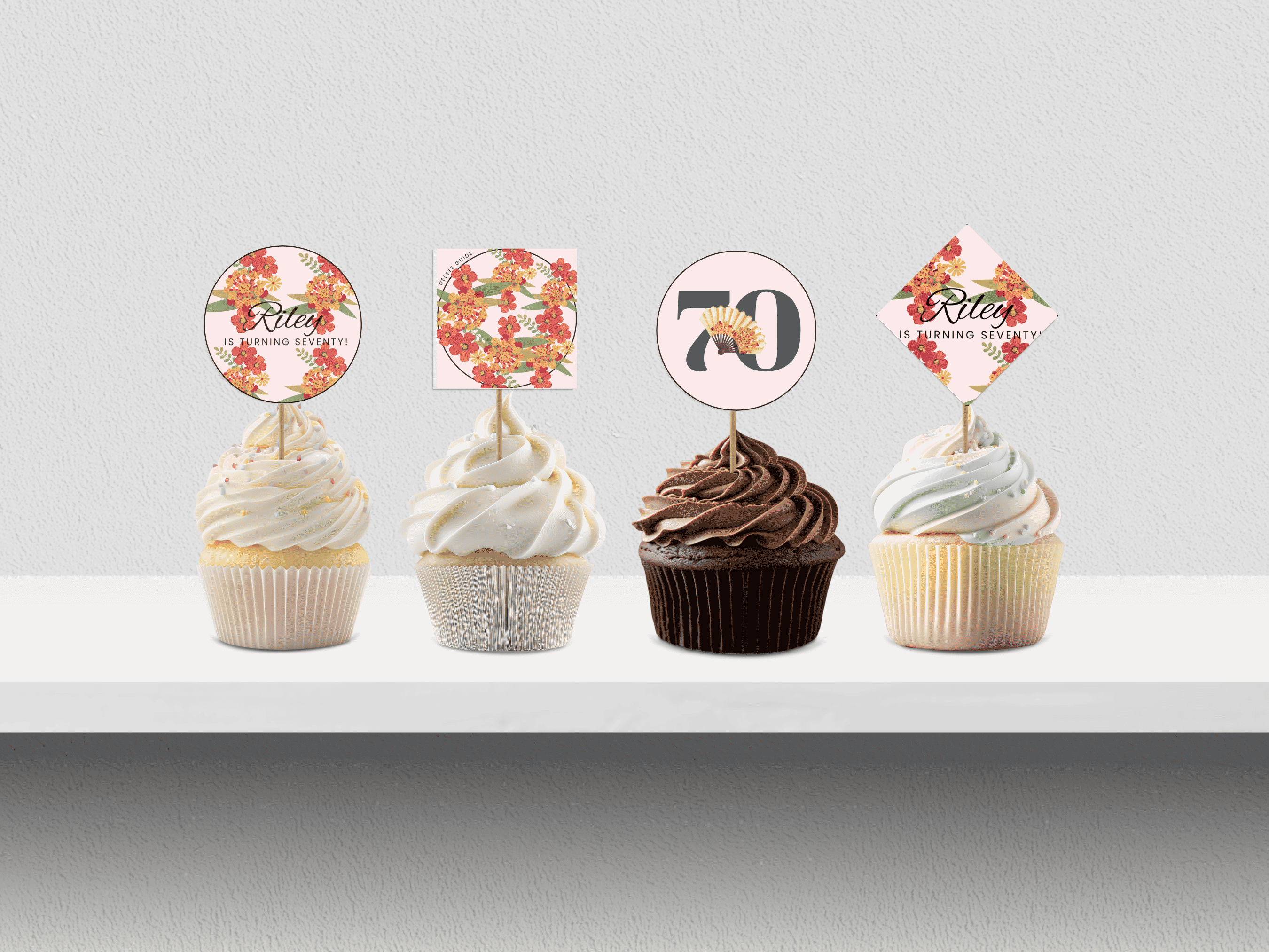 70th Spain Destination Birthday Cupcake Topper Canva Editable Template LuaSol Shoppe