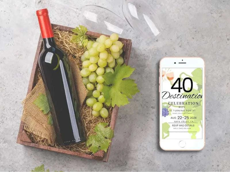 Winery 40th Editable Birthday Invitation LuaSol Shoppe