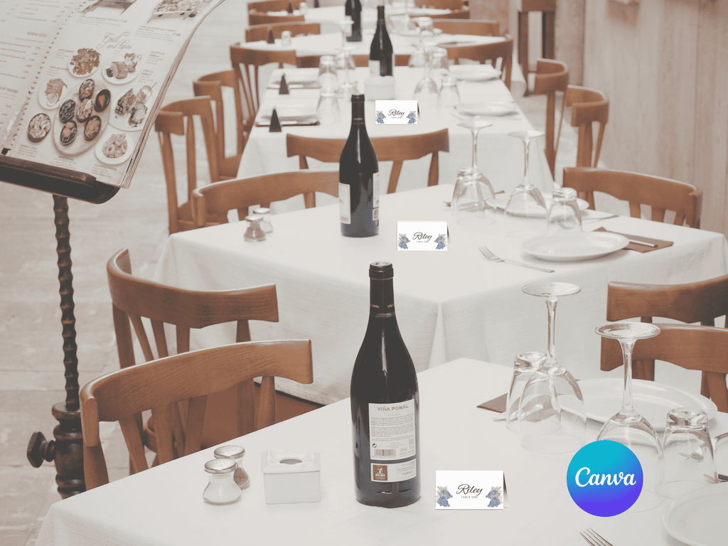 40th Winery Destination Birthday Folded Place Cards Editable Canva Template LuaSol Shoppe