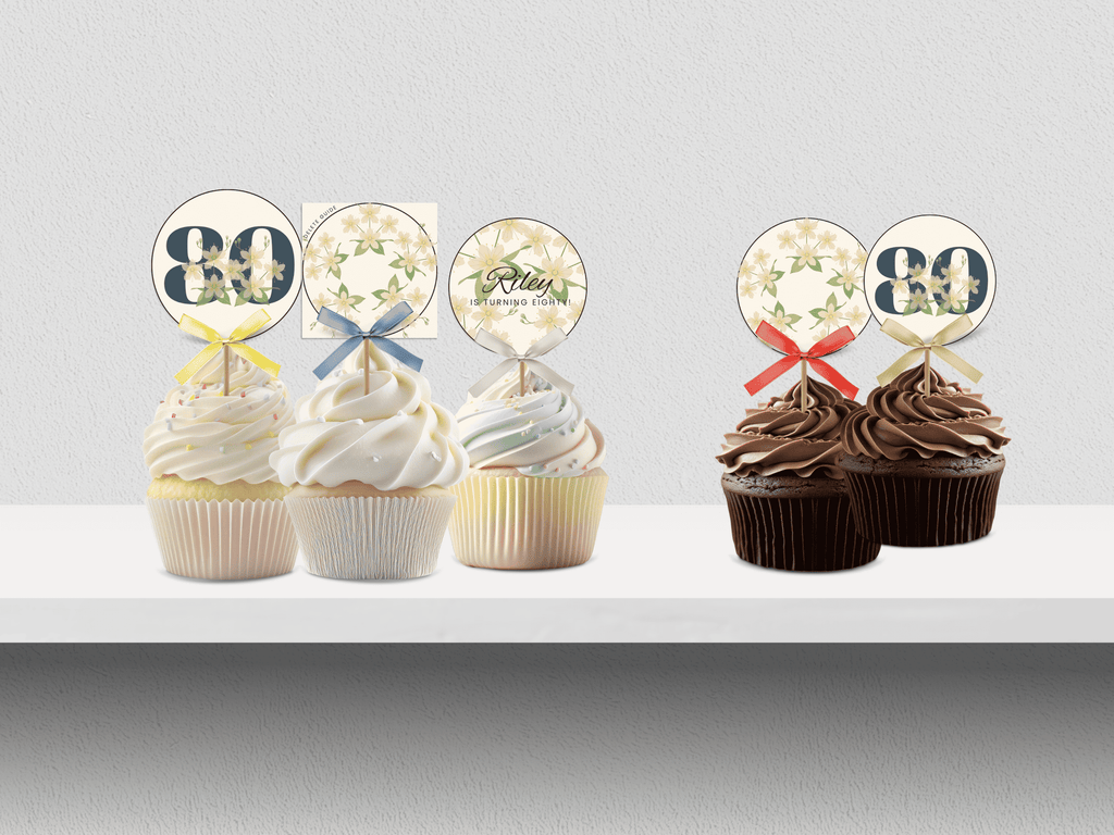 80th Myrtle Beach Destination Birthday customizable cupcake topper template - LuaSol Shoppe