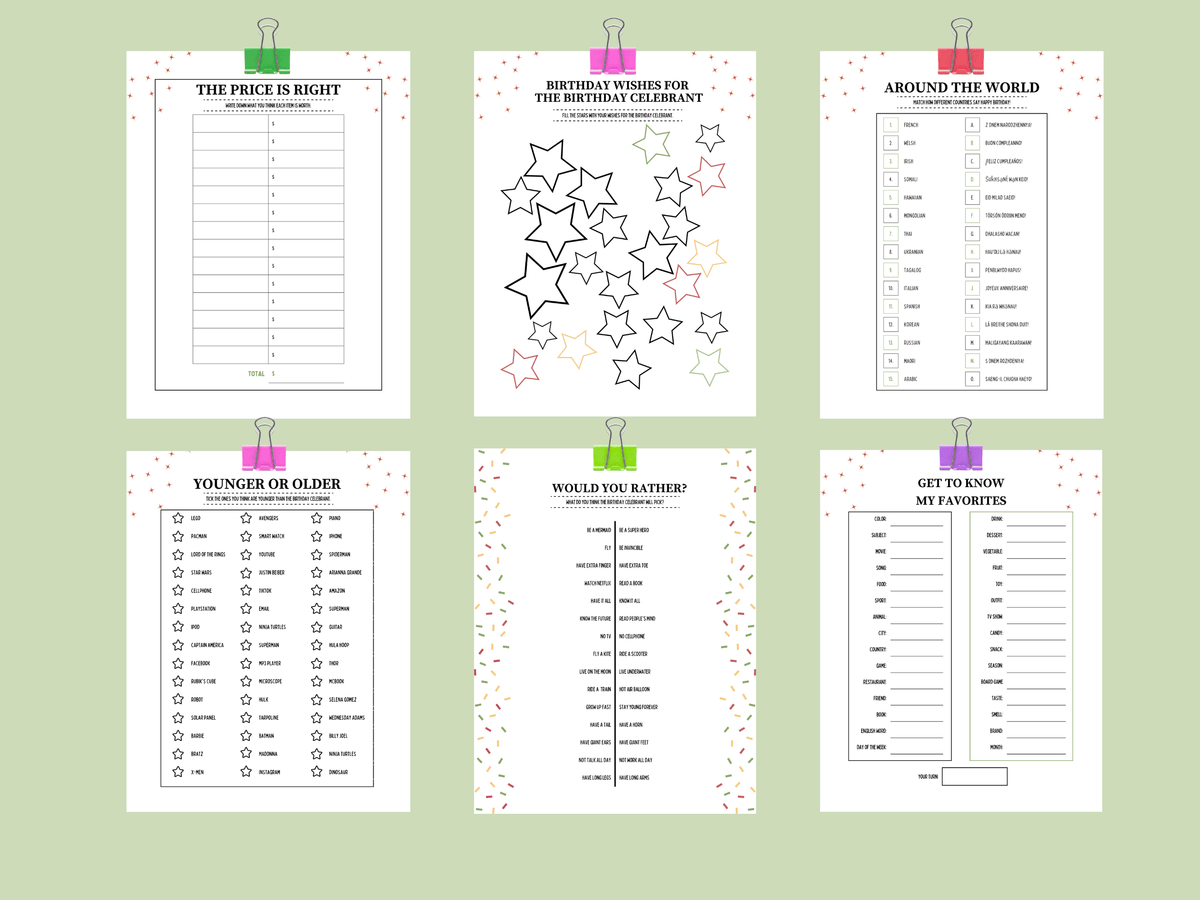 70th Birthday Party Games Printable Bundle | Spain Theme