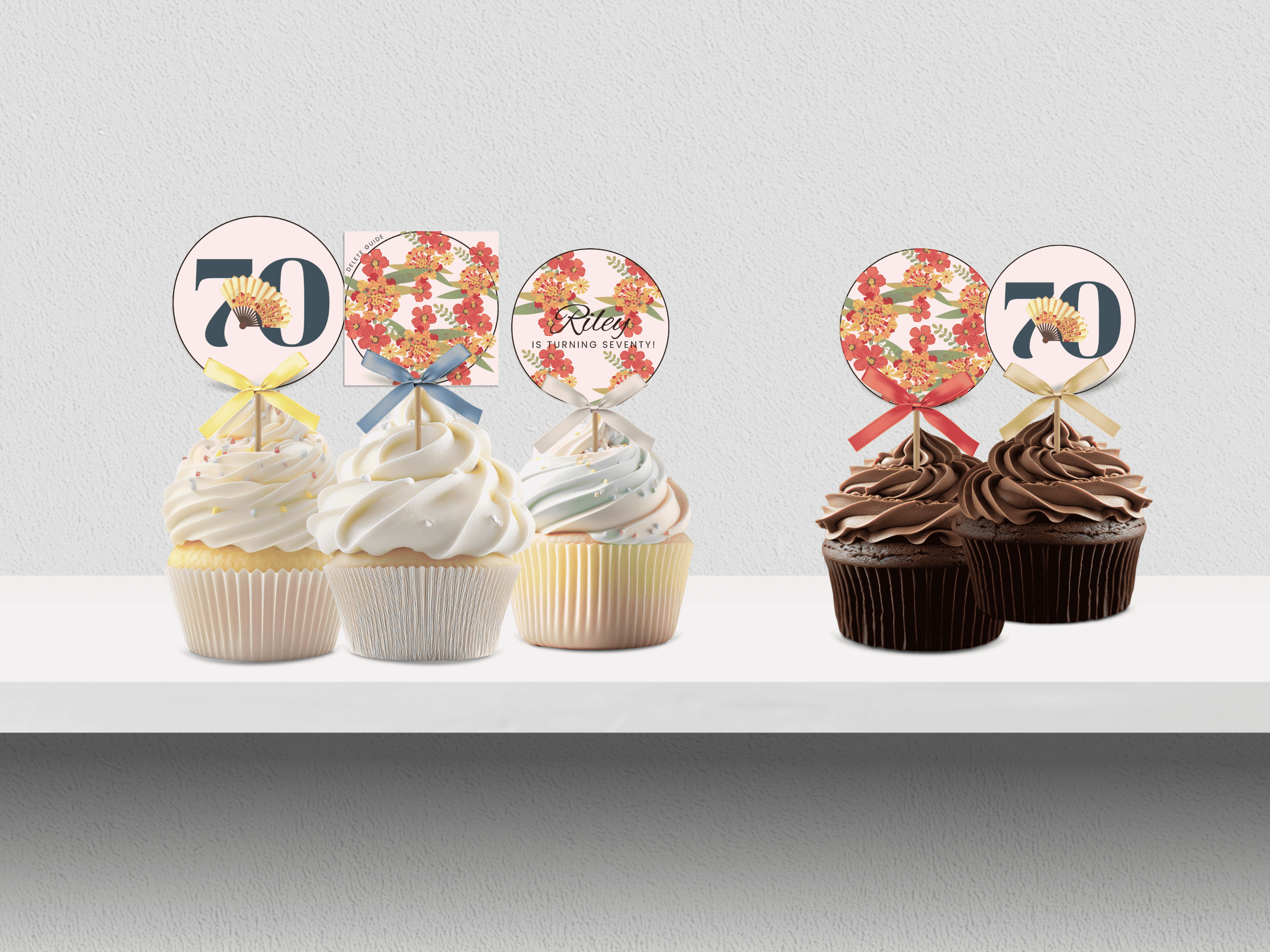 70th Spain Destination Birthday Cupcake Topper Canva Editable Template LuaSol Shoppe