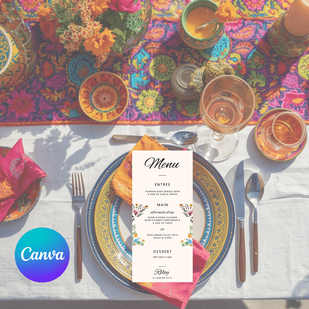 50th Mexico Destination Birthday Menu Sign LuaSol Shoppe