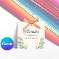 50th Mexico Destination Birthday Thank You Tag Editable Canva Template LuaSol Shoppe