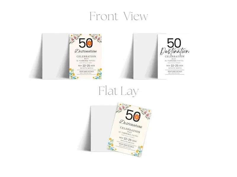 Mexico 50th Editable Birthday Invitation LuaSol Shoppe