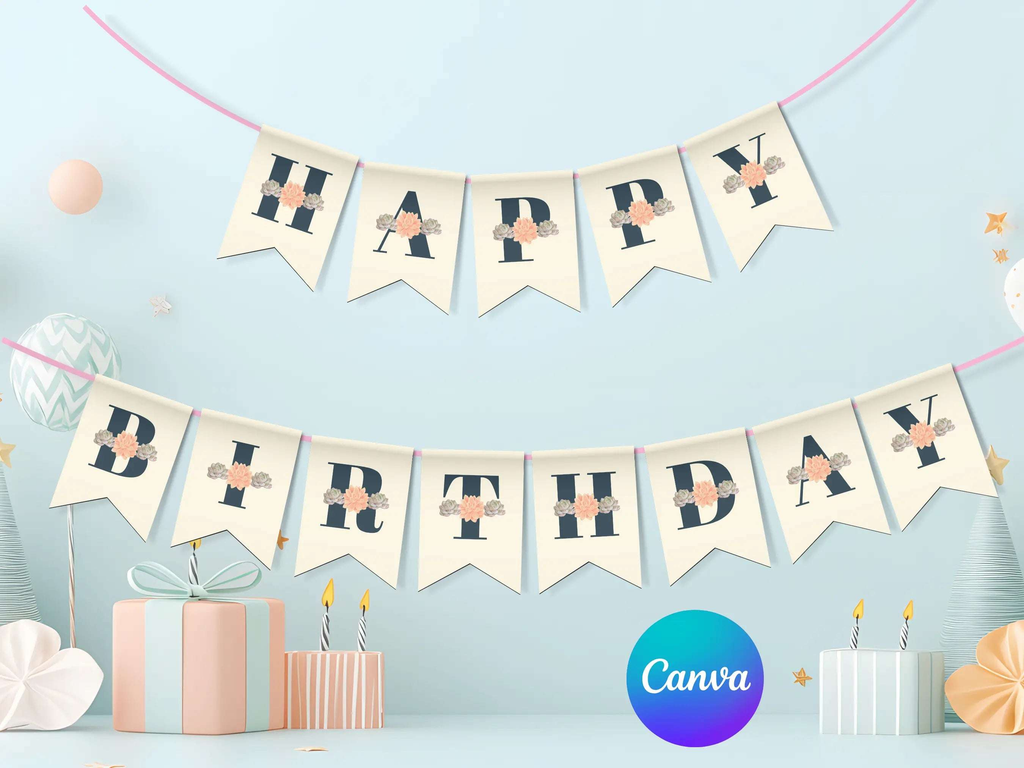 60th Sedona Destination Birthday Bunting Canva Editable Template LuaSol Shoppe