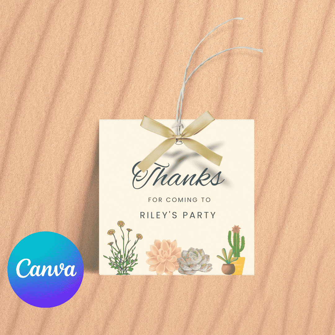 60th Sedona Destination Birthday Thank You Tag Editable Canva Template LuaSol Shoppe