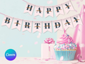 70th Spain Destination Birthday Bunting Canva Editable Template LuaSol Shoppe
