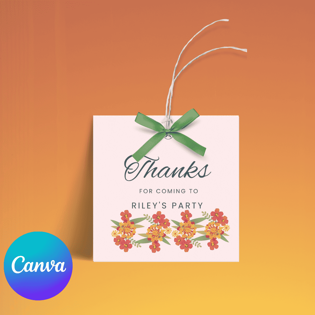 70th Spain Destination Birthday Thank You Tag Editable Canva Template LuaSol Shoppe
