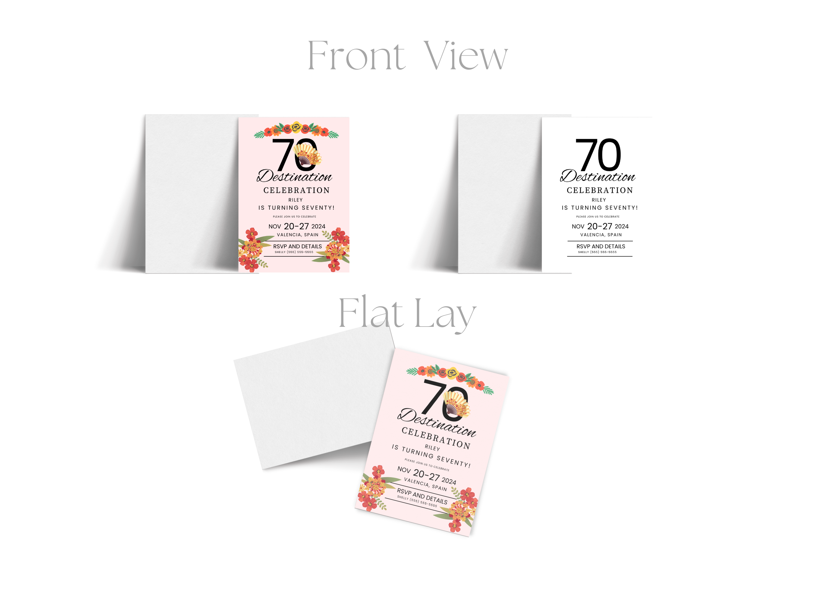 70th Spain Destination Birthday Invitation Template Editable Canva 5x7