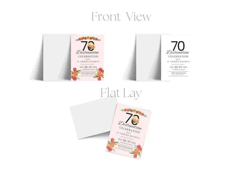 Spain 70th Editable Birthday Invitation LuaSol Shoppe