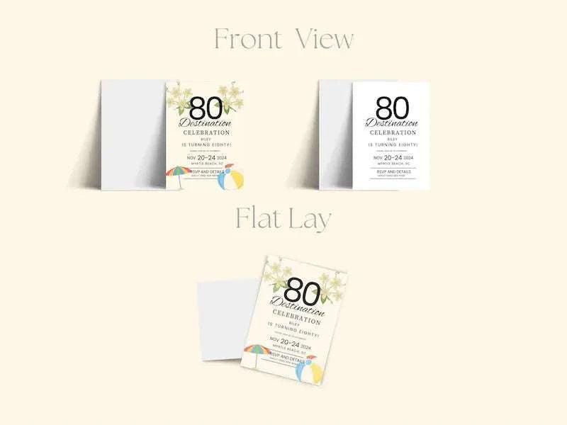 Beach 80th Editable Birthday Invitation LuaSol Shoppe