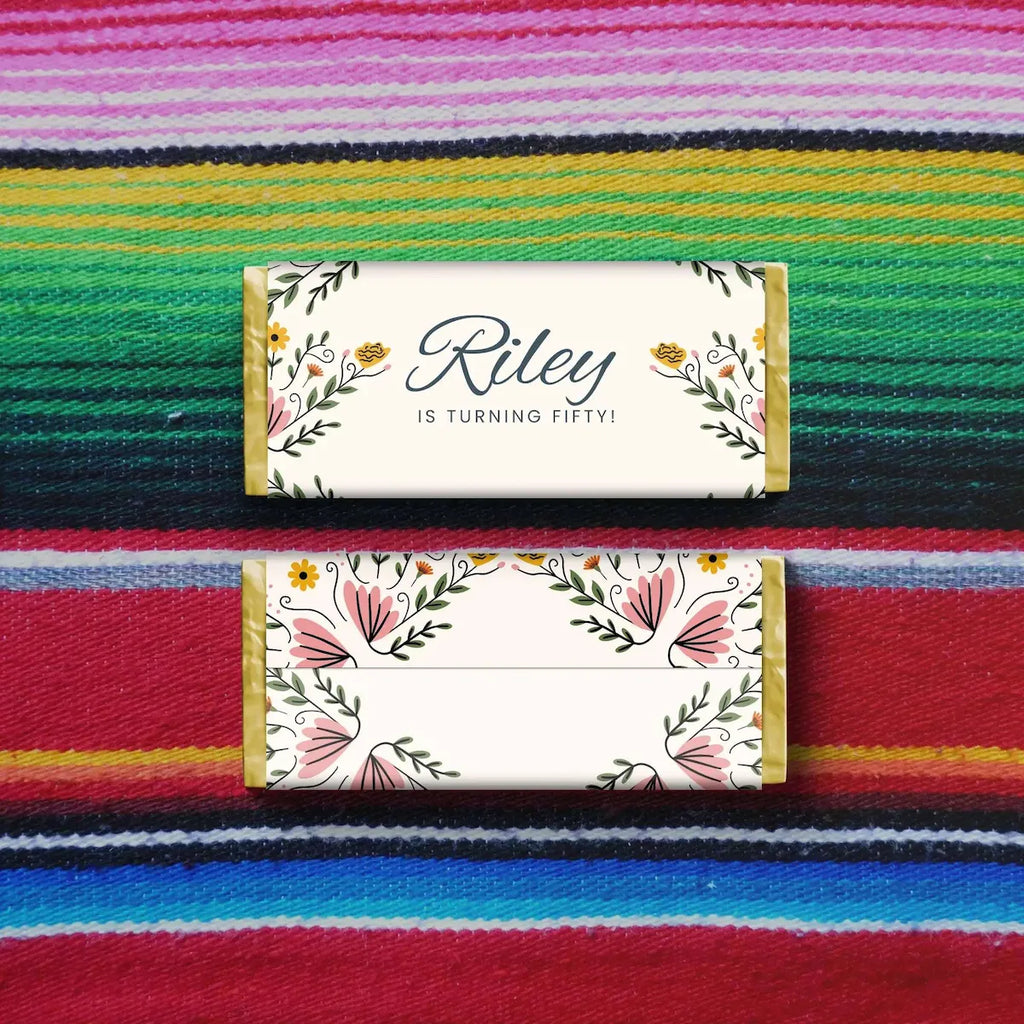 50th Mexico Destination Birthday Chocolate Bar Wrapper Editable Canva Template LuaSol Shoppe