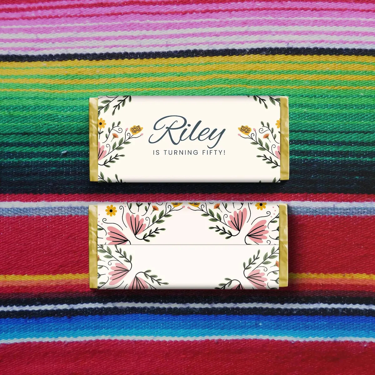 50th Mexico Destination Birthday Chocolate Bar Wrapper Editable Canva Template LuaSol Shoppe