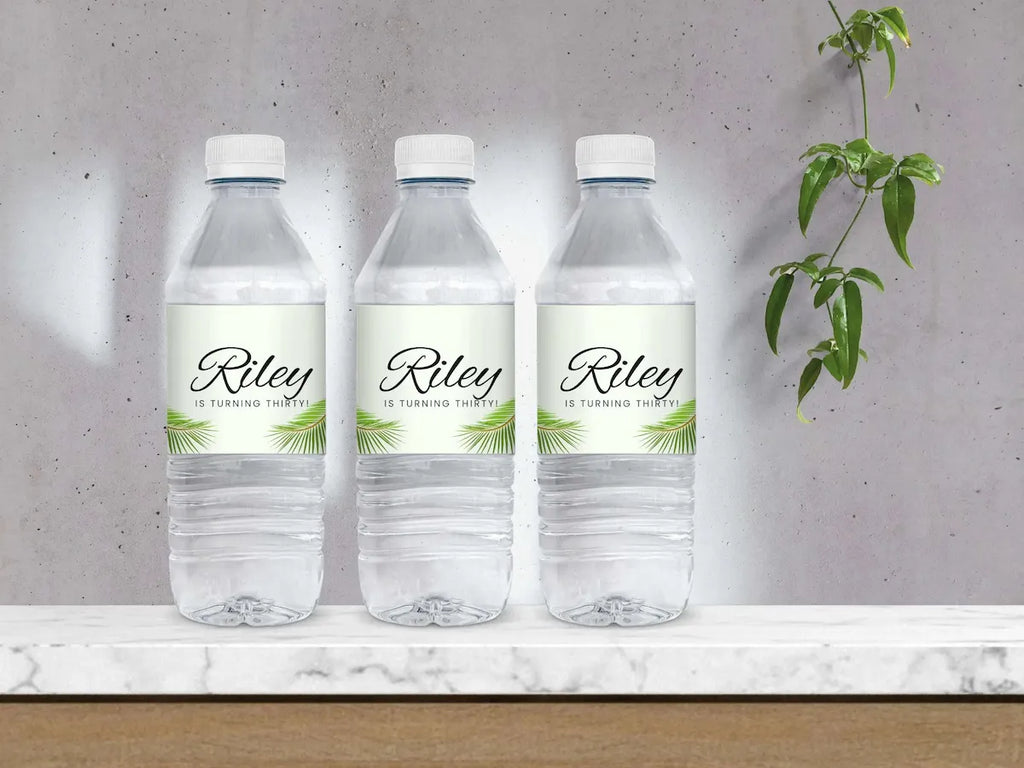 30th Miami Destination Birthday Water Bottle Label Canva Editable Template LuaSol Shoppe