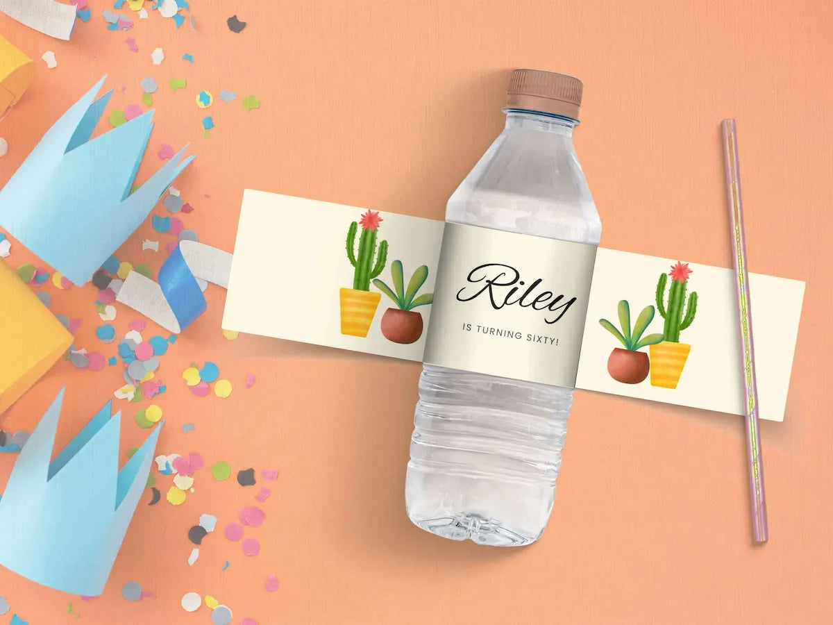60th Sedona Destination Birthday Water Bottle Label Canva Editable Template LuaSol Shoppe