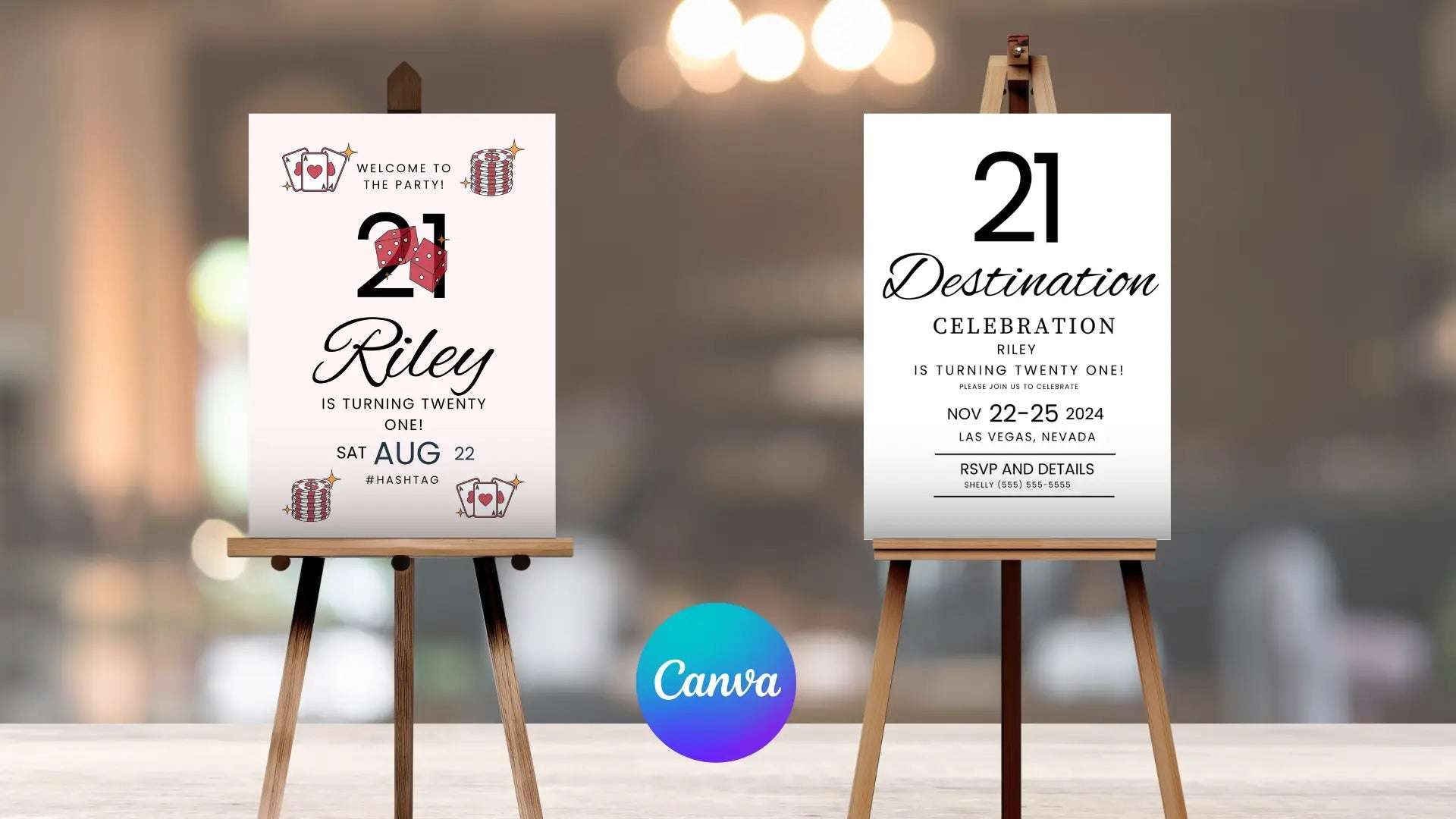 21st Vegas Destination Birthday Welcome Sign Editable Canva Template LuaSol Shoppe