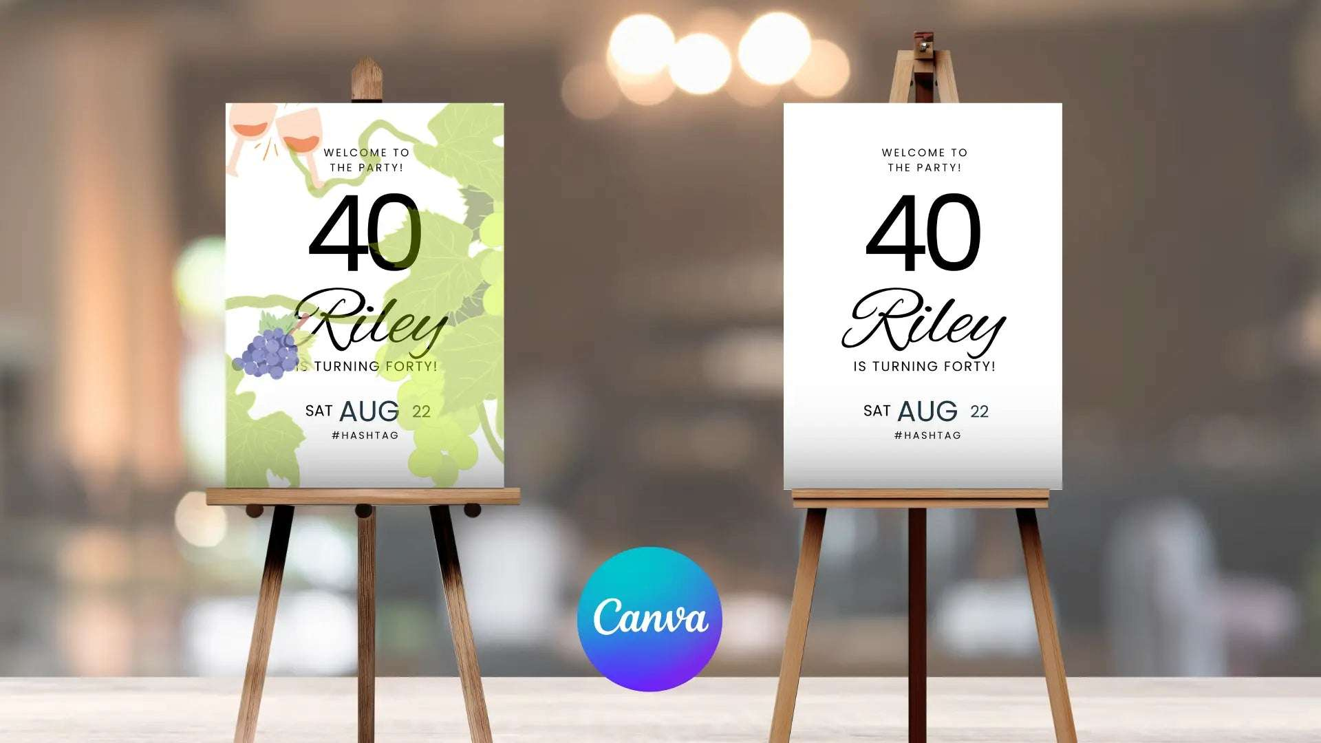 40th Winery Destination Birthday Welcome Sign Editable Canva Template LuaSol Shoppe