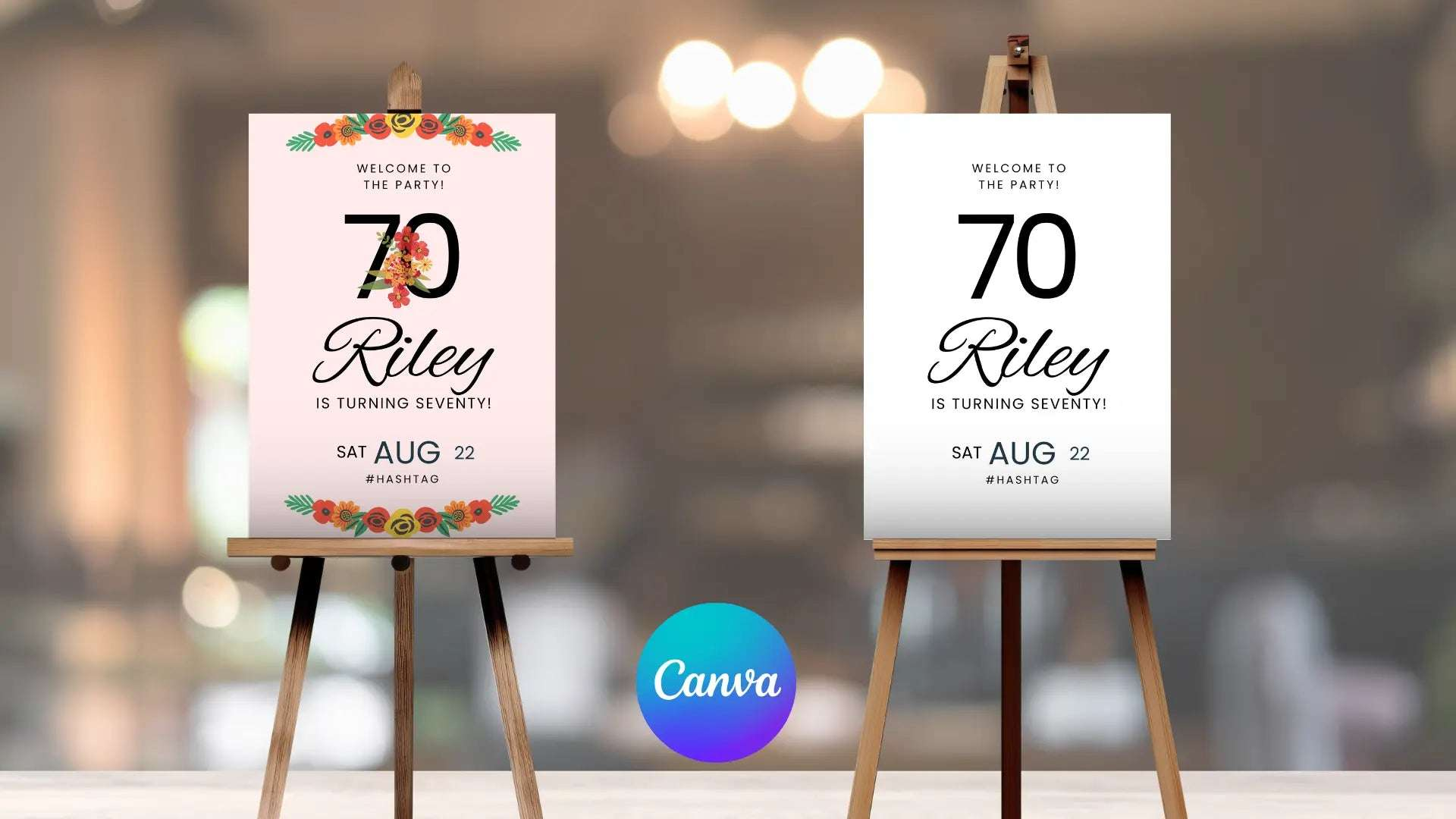 70th Spain Destination Birthday Welcome Sign Editable Canva Template LuaSol Shoppe