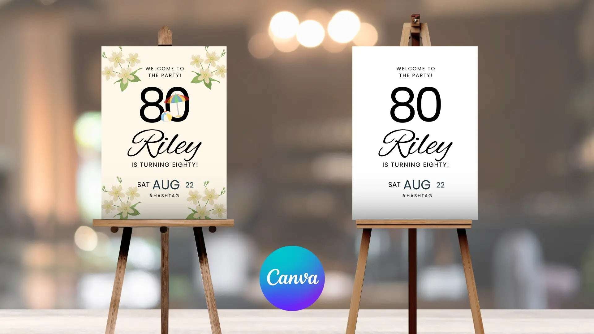 80th Myrtle Beach Destination Birthday Welcome Sign Editable Canva Template LuaSol Shoppe