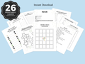 Beach theme 80th birthday party games printable bundle for women featuring 26 card games on blue background
